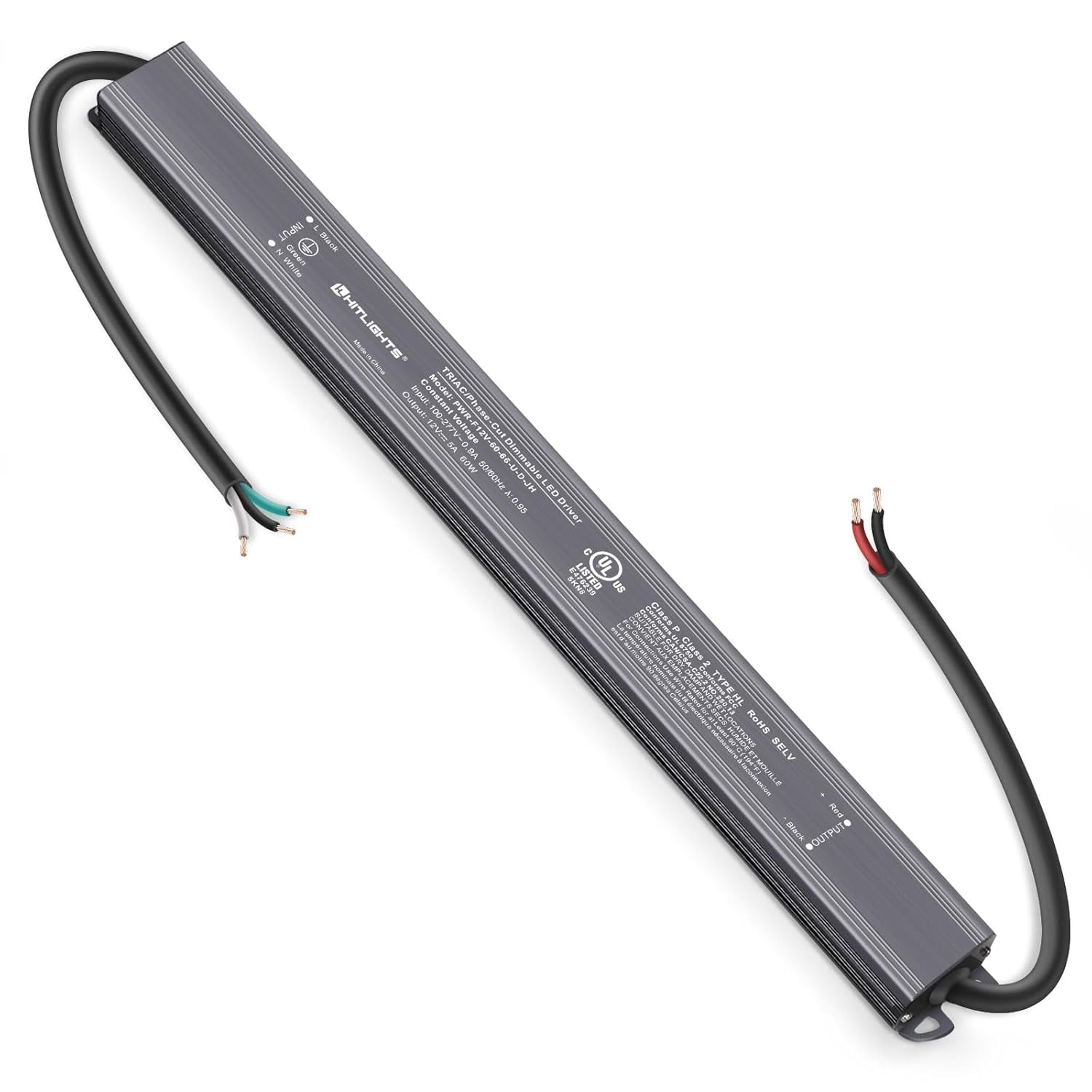 60W Dimmable LED Driver, Electronic Transformer, 120V AC to 12V DC