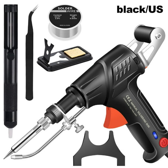 60W Electric Soldering Iron Kit - Multi-Purpose Internal Heating Welding Gun with 480°C Fast Heat-Up (Includes Tweezers & Solder Sucker)