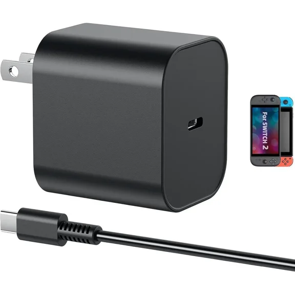 60W Fast Charger for Nintendo Switch 2 AC Adapter with 4.9FT Detachable Charging Cable, Support 4K TV Dock Mode, PD 3.0 Power Supply 20V/3A Gamecube Games[Official Switch 2 Charger Replacement]