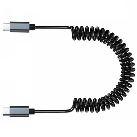 60W Fast Charging Cable Spring Coiled Data Cord 480Mbps Transfer Intelligent Charging Wire for USB C Tablets Phones