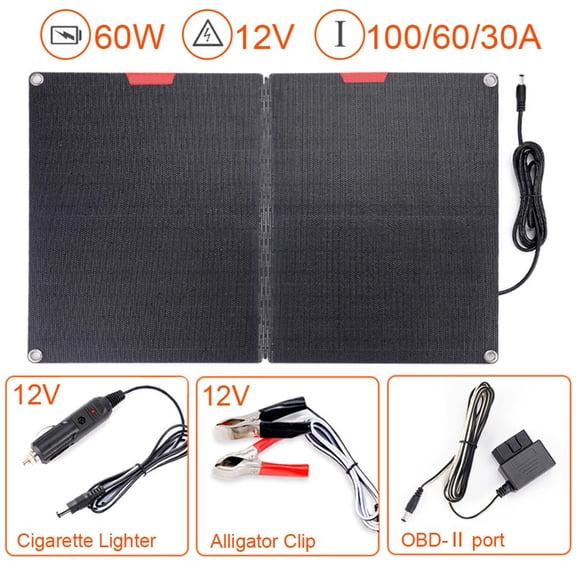 60W Foldable Solar Panel Kit With Controller For Outdoor Charging And Rv Use