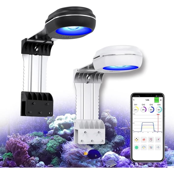 60W Full Spectrum WiFi Reef LED Light Programmable Marine Aquarium Lighting for Soft/LPS Corals & Saltwater Nano Tanks, Built-in Timer, Sunrise Sunset Simulation
