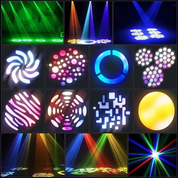 60W LED Moving Head Light, DJ Lights Stage Lighting with 8 GOBO RGB Color Mixing, Moving Head Light with DMX-512 and Voice Control, Suitable for Disco, Mobile DJ, Party, Wedding(1-Pack)