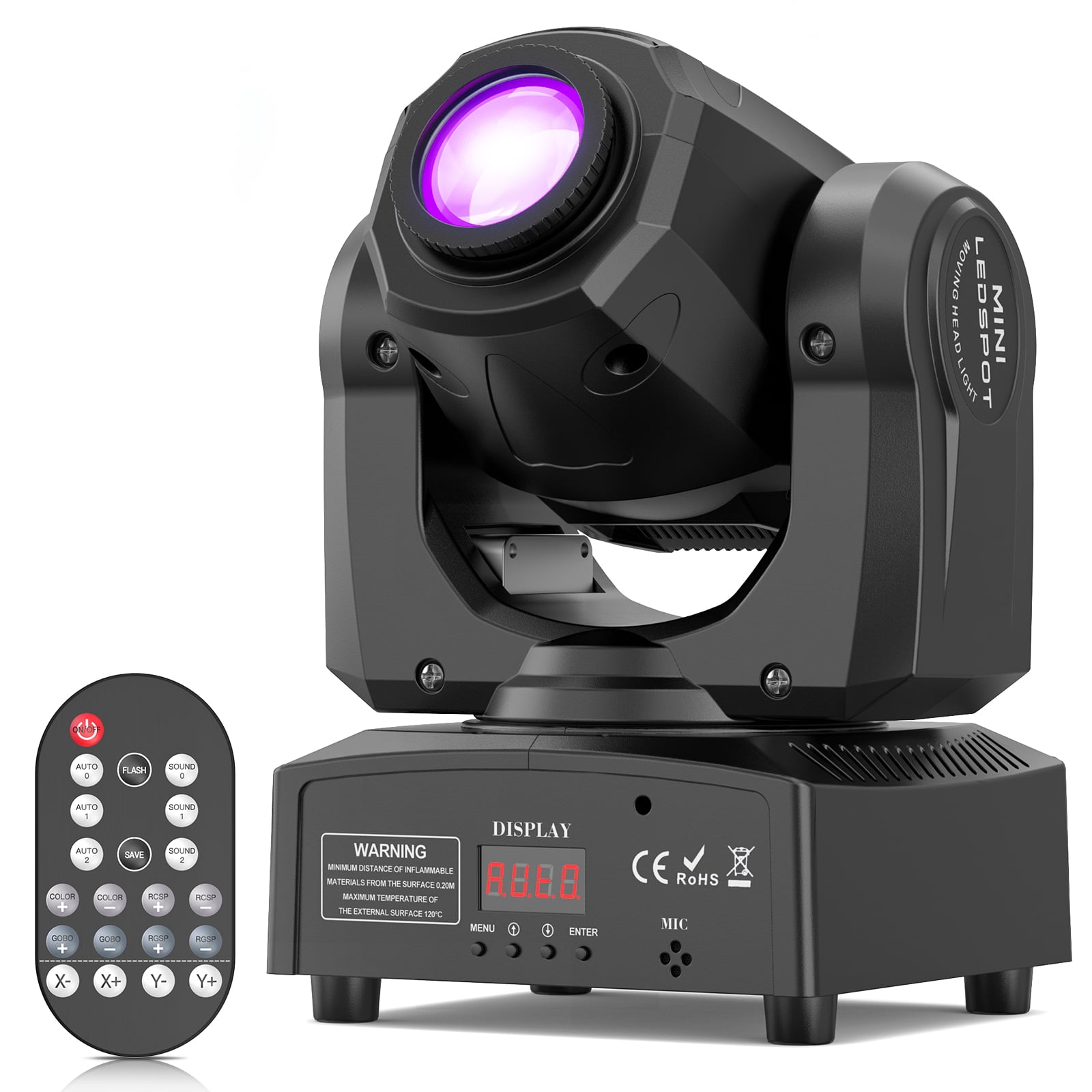 60W LED Moving Head Light Stage Lights with Remote Control 7 GOBO 7 Colors Spotlight by DMX Controlled 11 Channel with Sound Activated for Disco Club Party Stage Lighting Shows