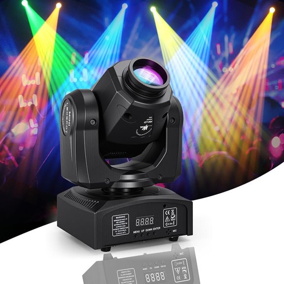60W LED Moving Stage Lights with DMX512 Control - 8 Gobos & 8 Colors, Sound Activated, 540? Pan & 270? Tilt, Compact DJ Light for Wedding, Party Stage Lighting (1 Pack)