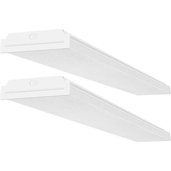 60W LED Wraparound Light - 4FT Office Lights, 7200 Lumens 4000K, 4 Foot Flush Mount LED Wrap Shop Puff Ceiling Lighting Fixtures for Garage Workshop, Fluorescent Light Replacement, 2 Pack