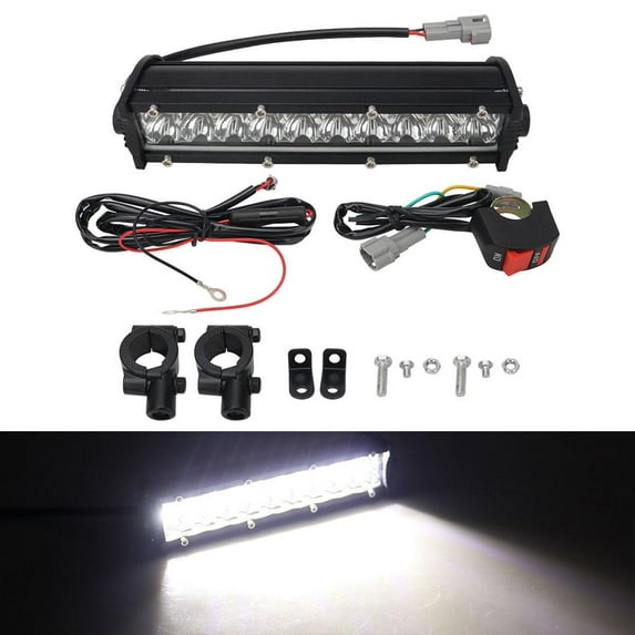 60W Motorcycle LED Headlight Light Bar Kit with Mounting Bracket Switch Wir