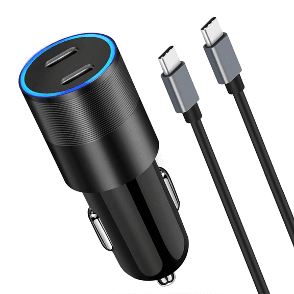 60W PD 3.0 USB-C Car Charger with 3.3FT Cable, 3X Faster Charging, UL CE FCC RoHS Certified for iPhone 17/16/15, iPad, Samsung Galaxy, Google Pixel