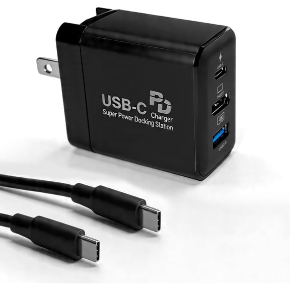 60W Portable Dock Charger for Switch 2 / Switch/OLED, 4K@60Hz HDMI USB-C TV Docking Station with PD 3.0 Fast Charging, Foldable Plug & 1.5m Cable, Compatible with Steam Deck, ROG Ally