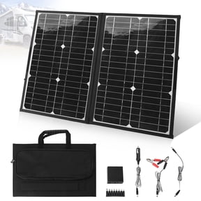60W Portable Solar Panel Charger with USB C, USB A and DC 18V Outputs Foldable IP65 Waterproof Solar Panels with Adjustable Kickstand, Mini Charger for Phones, Power Bank, Camping, Hiking, Outdoor