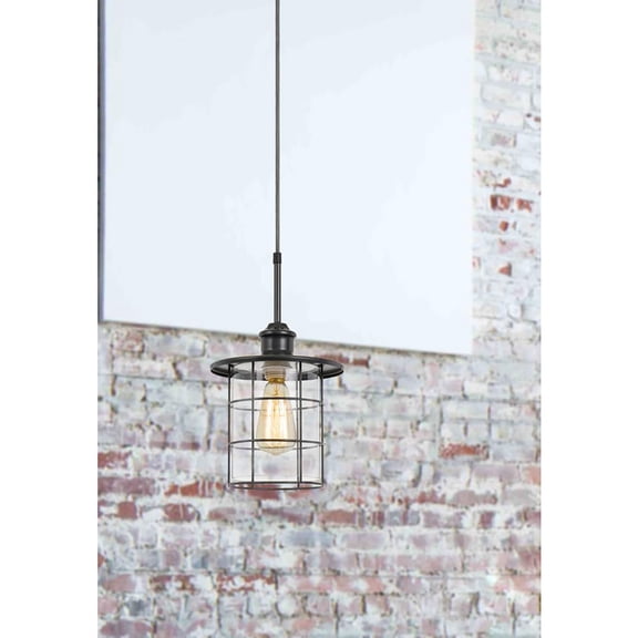 60W Silverton Metal Glass Pendant Fixture (Edison Bulbs Not Included), Dark Bronze