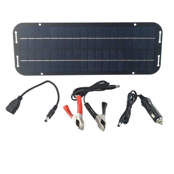 60W Solar Panel 12V Trickle Battery Charger Kit for Car Caravan Van Boat with Monocrystalline Cells, 15-18% Efficiency, Waterproof IP65, Reverse Discharge Prevention, 4 Suction Cups & Alligator Clips