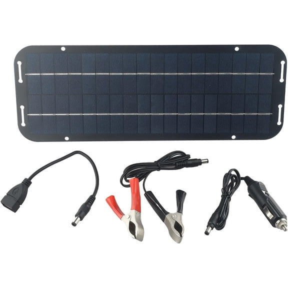 60W Solar Panel 12V Trickle Battery Charger Kit - Solar Panel Kit Battery Maintainer Trickle Charger,RV Car Charger Outdoor Caravan Car Van Boat(1set - L)