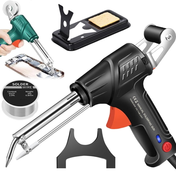 60W Soldering Gun with Ceramic Heating for Home Repairs, Handheld Welding Tool Black