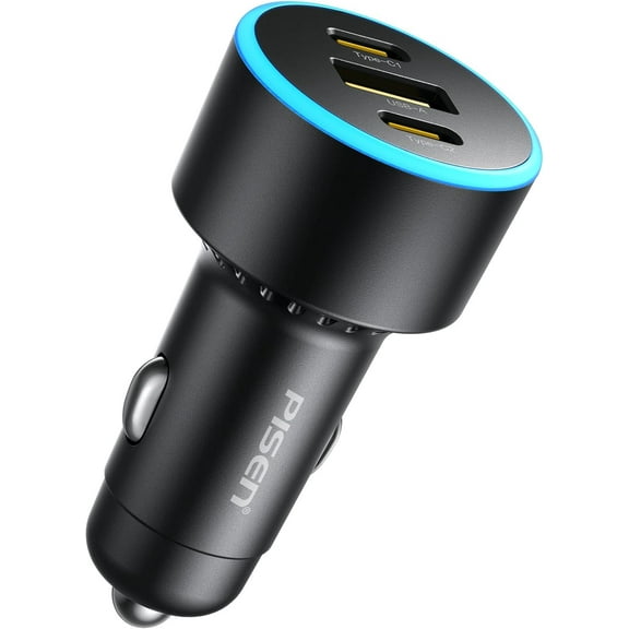 60W USB C Car Charger - Car Phone Charger Adapter PD30W & QC3.0 Fast Charging, Car USB Charger Multi Port, Cigarette Lighter USB Charger, Car Charger with LED for iPhone 17/16/15/14/13/12 Series