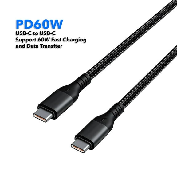 60W USB-C to USB-C Nylon Braided Fast Charging/Data Cable Cord Charger (3 ft) for Cat S75