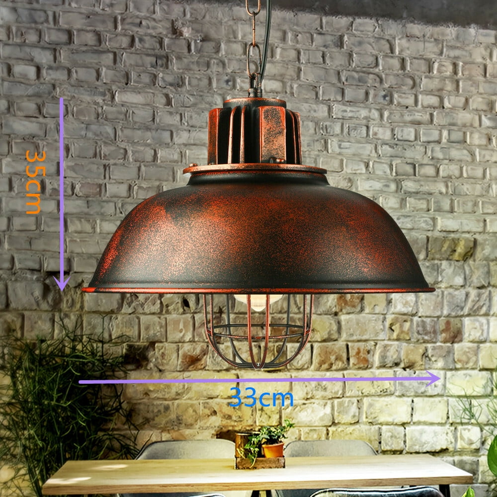60W Vintage Pendant Light, Industrial Rustic Hanging Ceiling Lamp Fixture for Farmhouse 110V