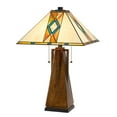 thumbnail image 1 of 60W X 2 Tiffany Table Lamp With Pull Chain Switch With Resin Lamp Body, 1 of 5