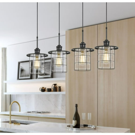 60W X 4 Silverton Metal Glass Pendant Fixture (Edison Bulbs Not Included), Dark Bronze