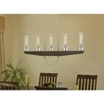 thumbnail image 1 of 60W X 5 Ercolano Pine Wood, Metal Island Chandelier With Clear Glass Shade (Edison Bulbs Not Included), Wood, Brushed, 1 of 3