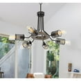 thumbnail image 1 of 60W X 6 Savona Pine Wood Metal Chandelier With Double Layer Glass Metal Mesh Shade. (Edison Bulbs Not Included), Wood -, 1 of 3