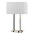 thumbnail image 1 of 60W x 2 Desk Lamp with Rectangular Shade & Power Strip, Silver & White, 1 of 1