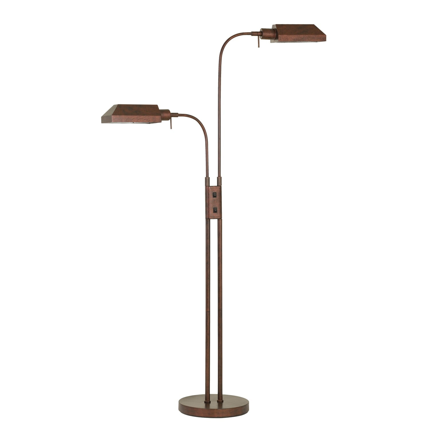 60W x 2 Metal Floor Lamp with Round Base and On Off Rocker Switch in ...