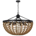 thumbnail image 1 of 60W x 6 Lillington Glass Pendant Light with Burlap Roped Half Dome Shade, Burlap & Black, 1 of 1