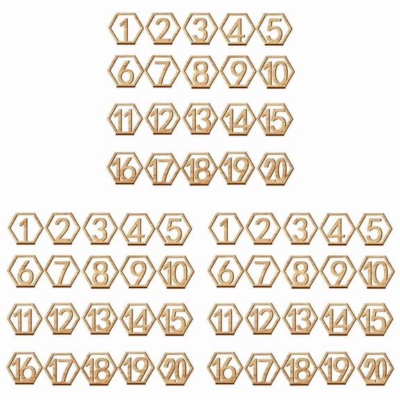 60X 1-20 Numbers Wood Signs Wedding Hexagon Table Number Wooden Table Numbers Rustic Wedding Engagement