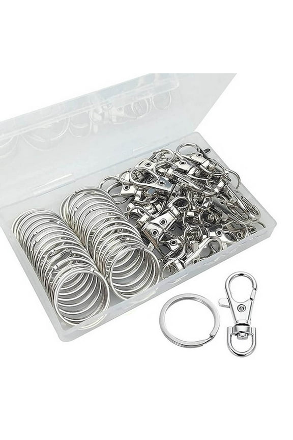 60X Metal Swivel Clasps Snap-On Keychain Ring Hook Spring Clip Snap Hook Lobster Clasp for Keys Lanyards Jewelry Clasp