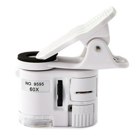 60X Mini Mobile Phone Microscope with UV/LED Light, Clip Loupe Microscope Magnifier for Currency