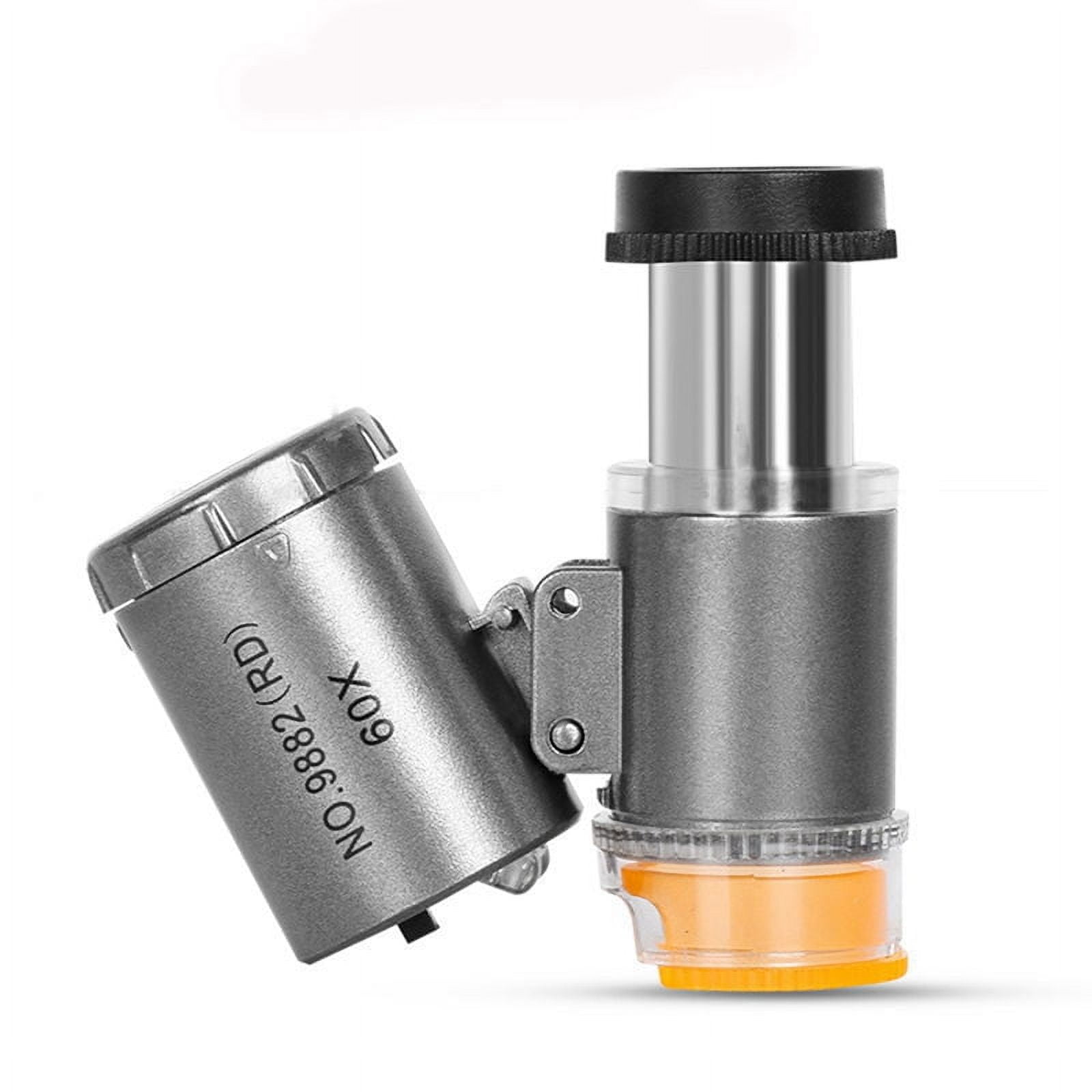 60X Mini Pocket Microscope Jewelers Eye Loupe with LED UV Light ...