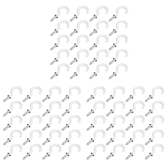 60X PVC Coated Stainless Steel Screw In Cup Hooks Ring Plant Jewelry Hanger Holder Dining Bar Tool S