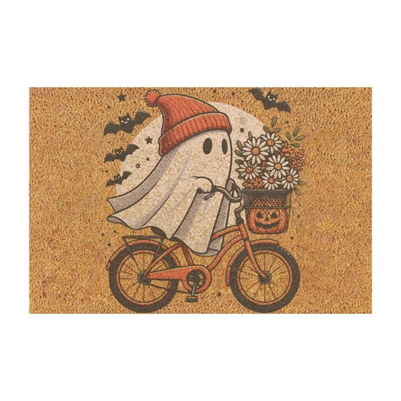 60X40cm Halloween Ghost Welcome Door Mat, Happy Halloween Door Mat, Funny Halloween Door Mat, Halloween Welcome Mats Non- Indoor Outdoor Entrance Decoration - A