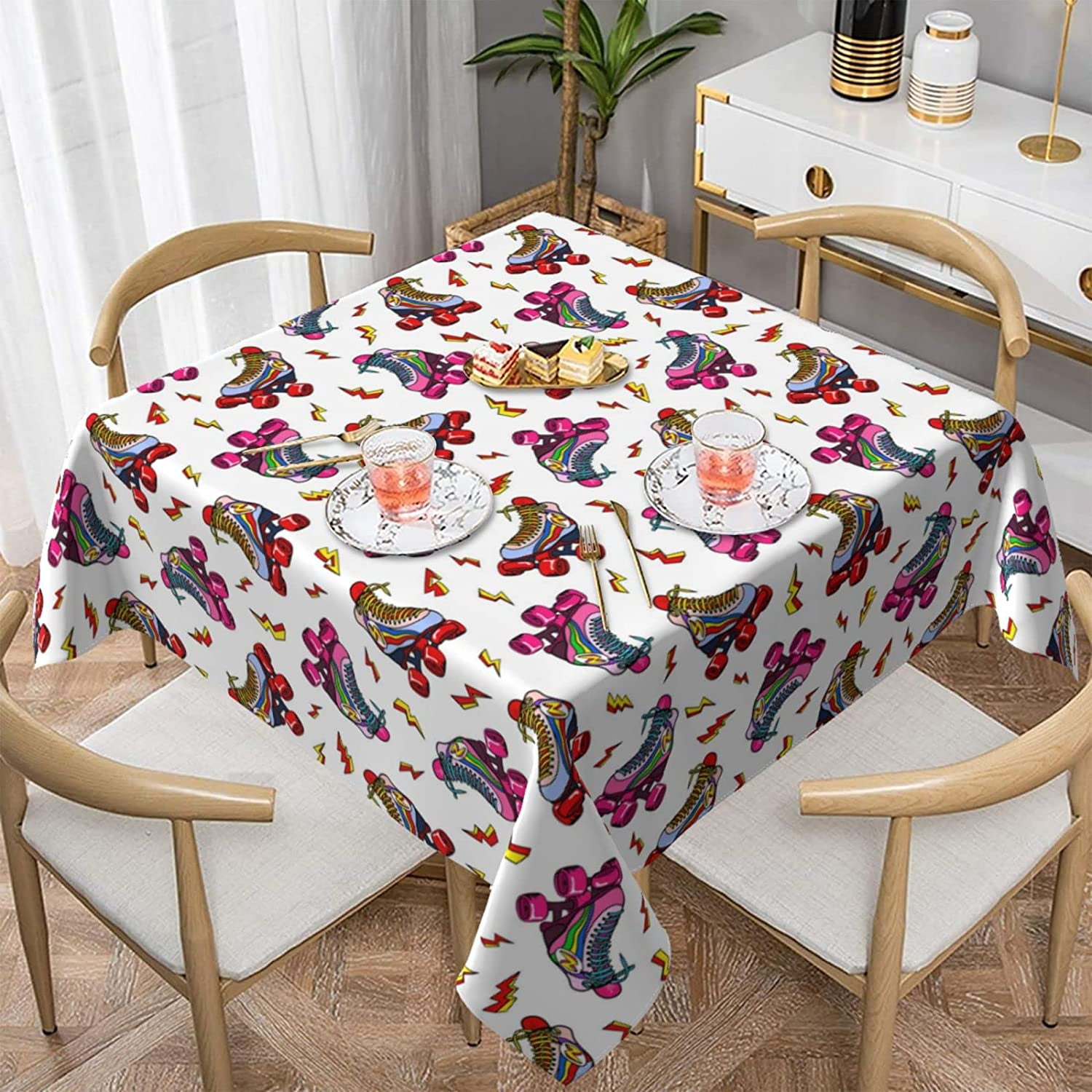 60X60 Inch Table Cloths For Square Tables, Color Roller Skates