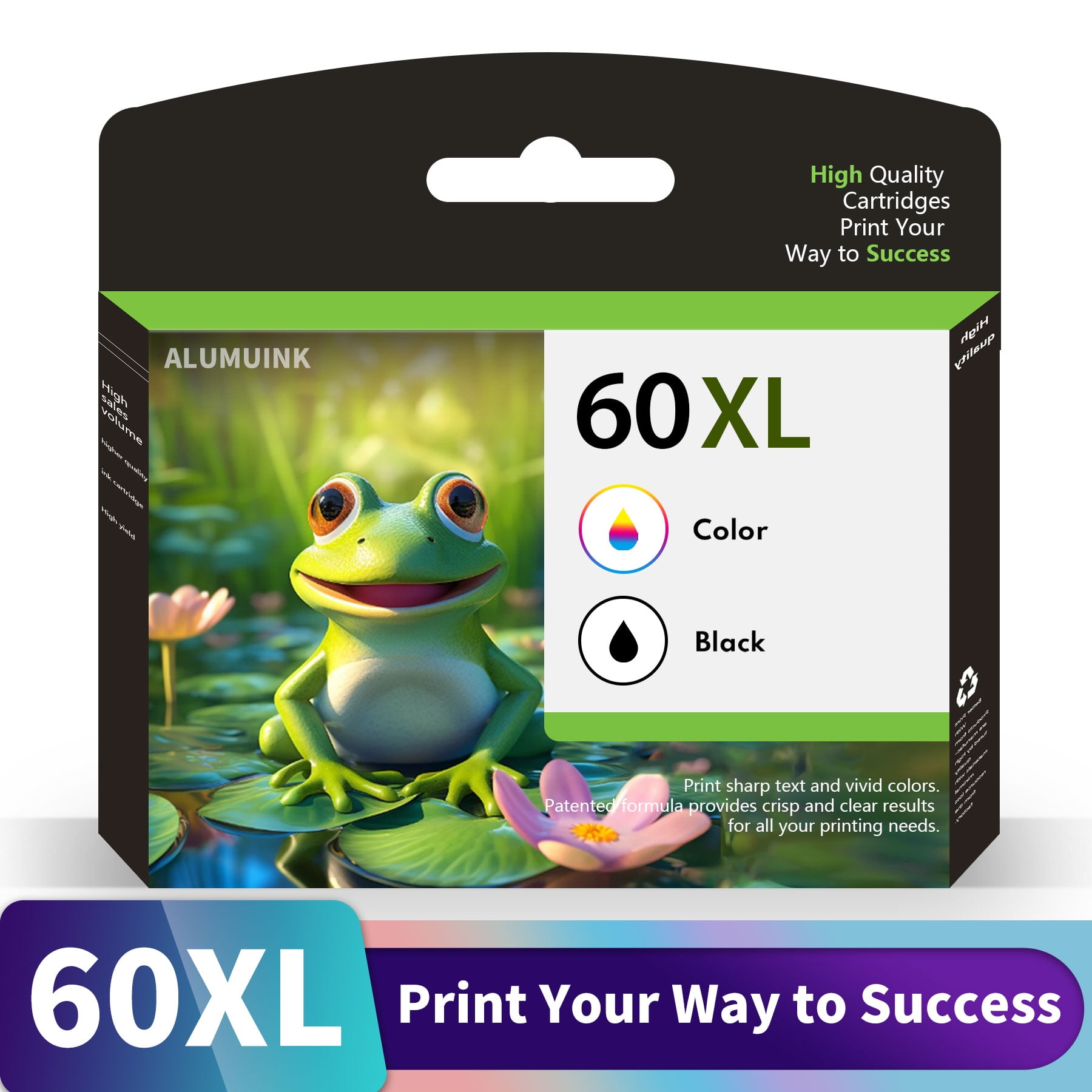 60XL 2 Pack Combo Ink Cartridge Replacement for HP DeskJet D1660 D2600