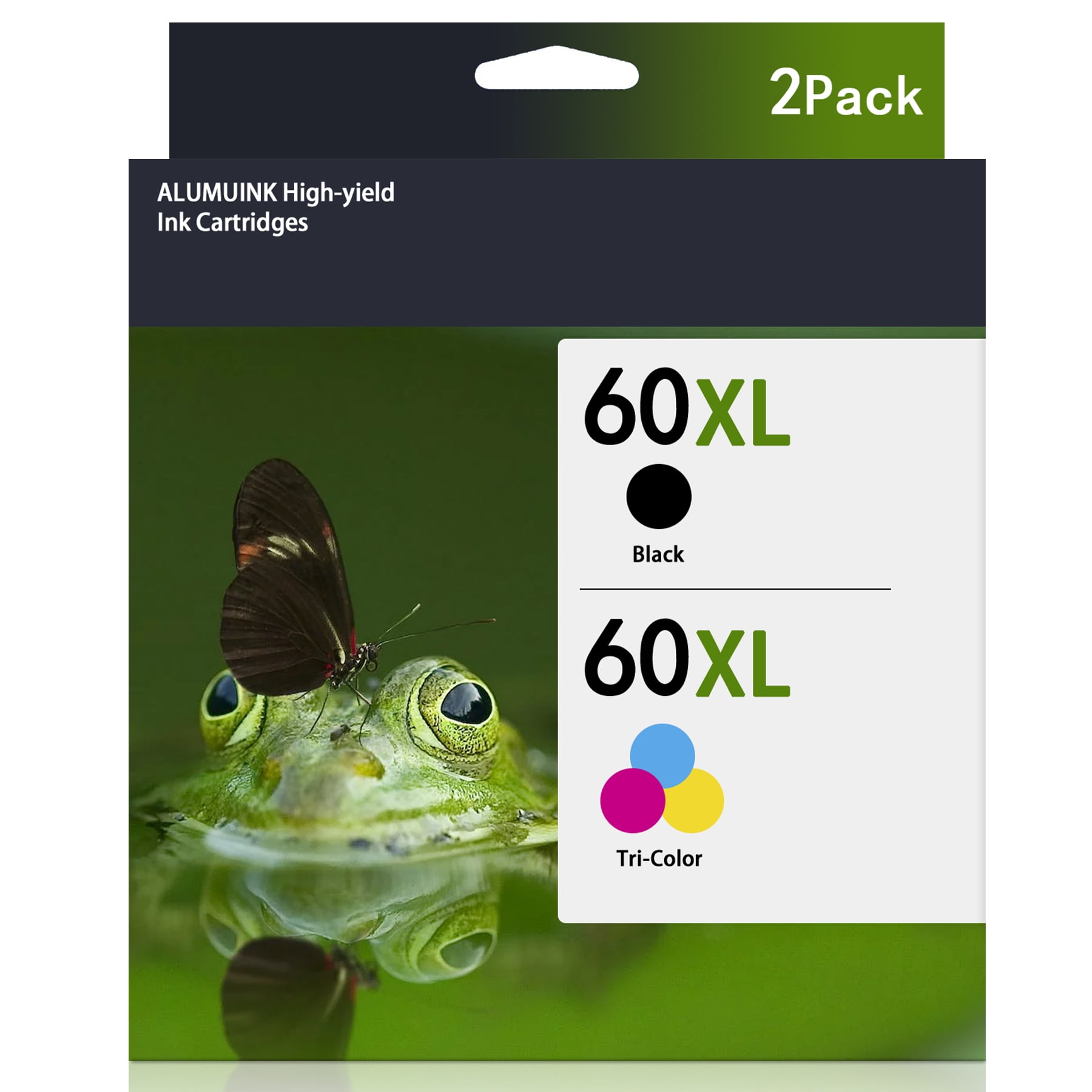 60XL 2 Pack Combo Ink Cartridge Replacement for HP DeskJet D1660 D2600