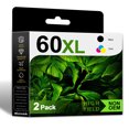thumbnail image 1 of 60XL Black / Tri-Color Ink High Yield (2-Pack) | Replacement for HP DeskJet D1660 D2500 D2600 ; ENVY 100 110 120; PhotoSmart C4600 D110a Printer, 1 of 7