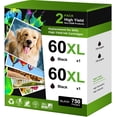 thumbnail image 1 of 60XL Ink Cartridge (2BK) Compatible with 60 Black Ink Cartridge  60 Ink Cartridge Envy 110 120, 1 of 9