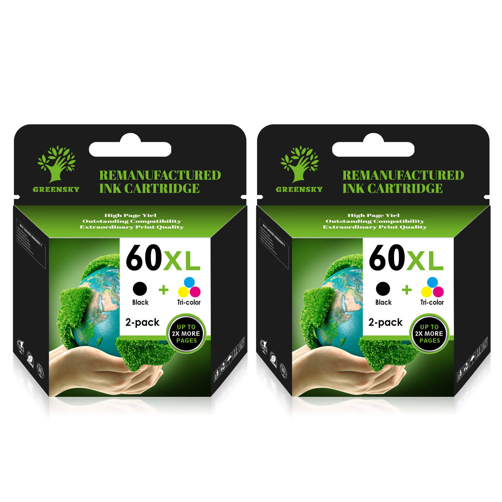 60XL Ink Cartridges Replacement for HP Ink 60 Combo to Use with