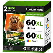 60XL Ink Compatible for HP 60 Ink Cartridge Combo Pack for HP Printer Ink 60 Black, Tri-Color