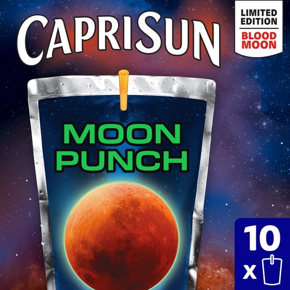 Capri Sun Moon Punch Wild Cherry Flavored Juice Drink Blend from concentrate with other natural flavor 10 ct Box, 6 fl oz Pouches