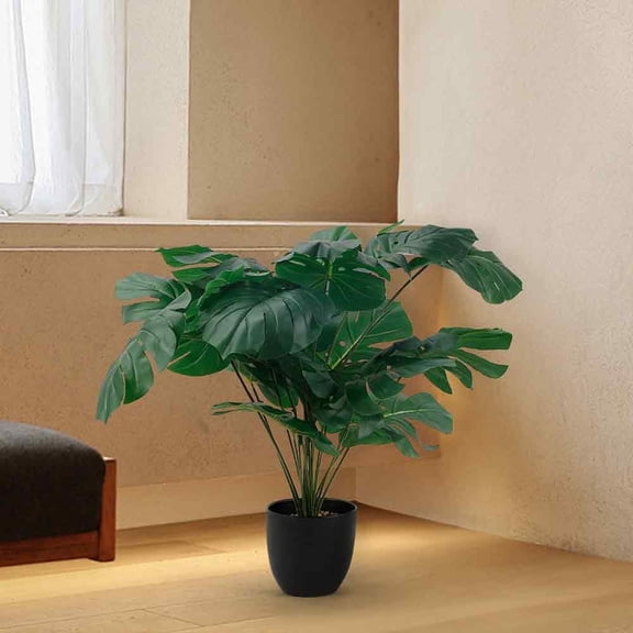 60cm Artificial Monstera Deliciosa Plant in Pot - Large Faux Tropical Greenery for Indoor Home & Office Decor