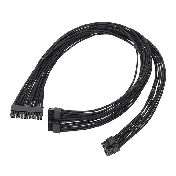 60cm Black Flat 18AWG Modulars Power Cable 10Pin + 18Pin to 24Pin for Streamlined Computer Setups