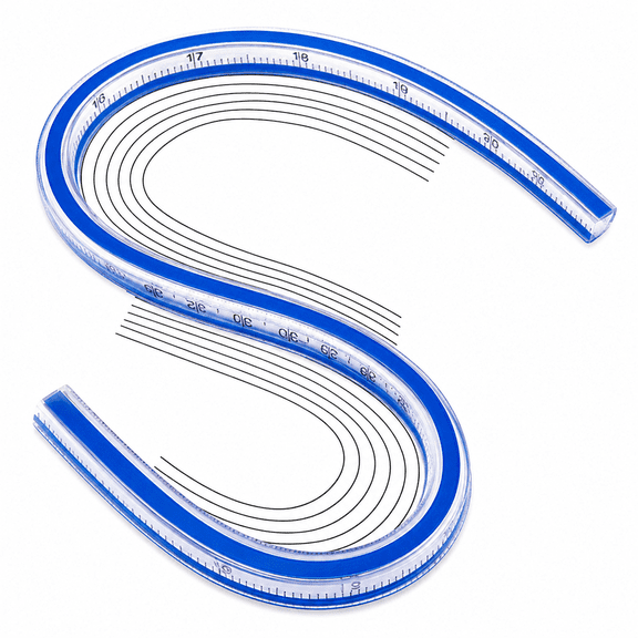 60cm Flexible Curve Ruler with Inking Edge, BendtoShape SnakeStyle Curve Template Ruler for Engineering Drafting, Garment PatternMaking, Graphic Design and SaddleFitting