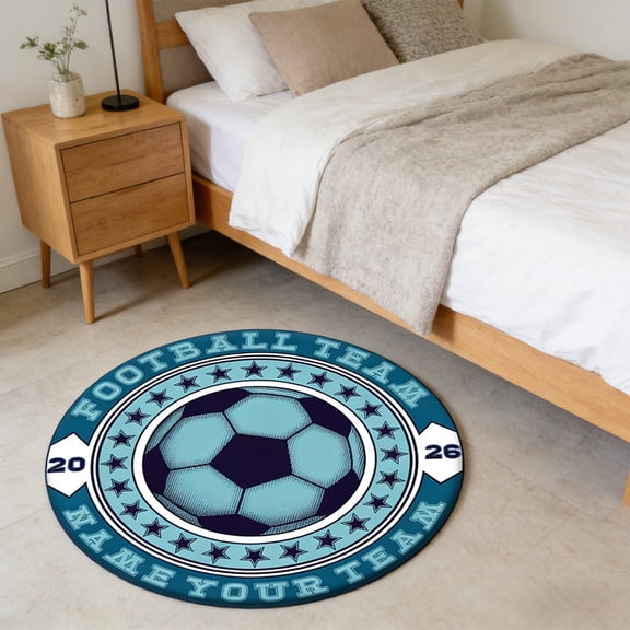 60cm Football Shaped Floor Mat, Super Soft Bedroom Sports Rug, Indoor Porch Hallway Cushion, Dormitory Decorative Carpet, Non Slip Home Athletic Themed Floor Pad