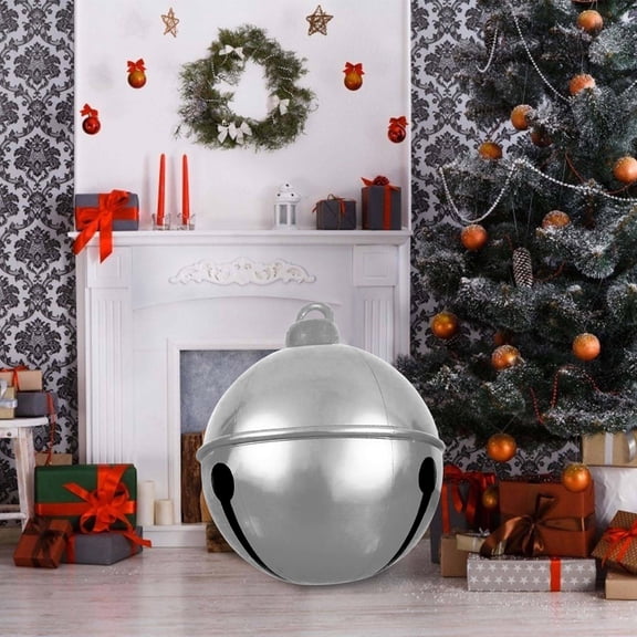 60cm Inflatable Christmas Ball PVC Outdoor Decoration Christmas Tree Ornament Hanging Festive Yard Garden Party Holiday Display Weather Resistant Large Xmas Decor Sphere