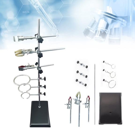 60cm Laboratory Stand Chemistry Lab Flask Support Set Square Base+Clips