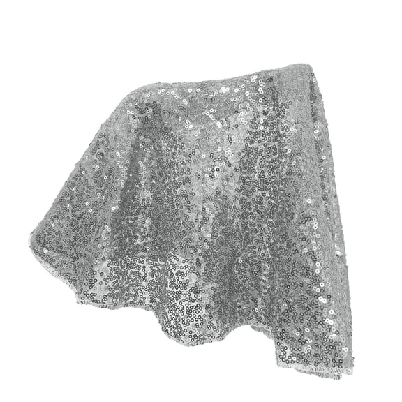 60cm Sparkly Sequin Tablecloth Shiny Table Cover, Glitter Decorative Table Linen For Wedding Banquet, Birthday Party, Cake Dessert Display, Holiday Christmas And All Kinds Of Event Decorations-Silver