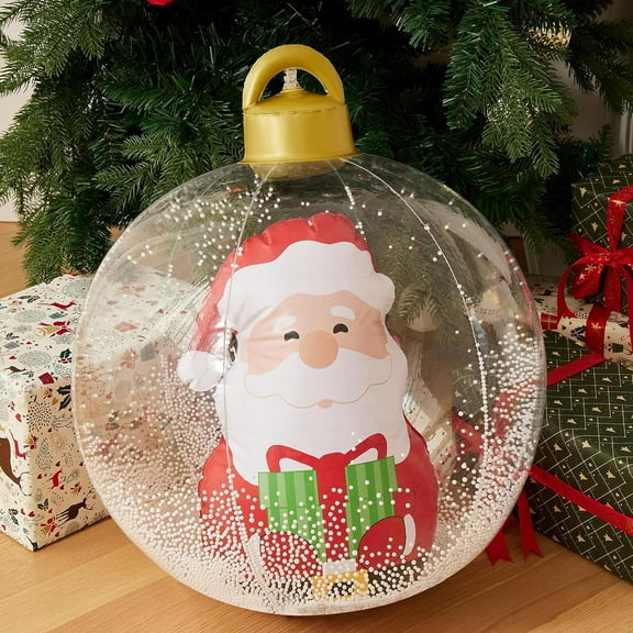 60cm Transparent Giant Inflatable Christmas Ball With Lights Christmas Ornaments Christmas PVC Inflatable Decorated Ball（Santa Claus no light）